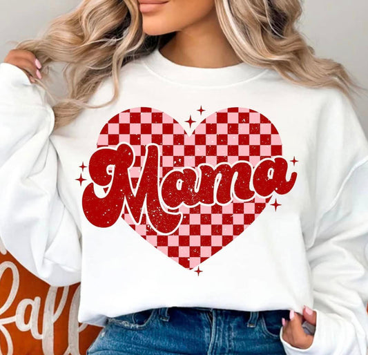Mama Checkered Heart Pullover