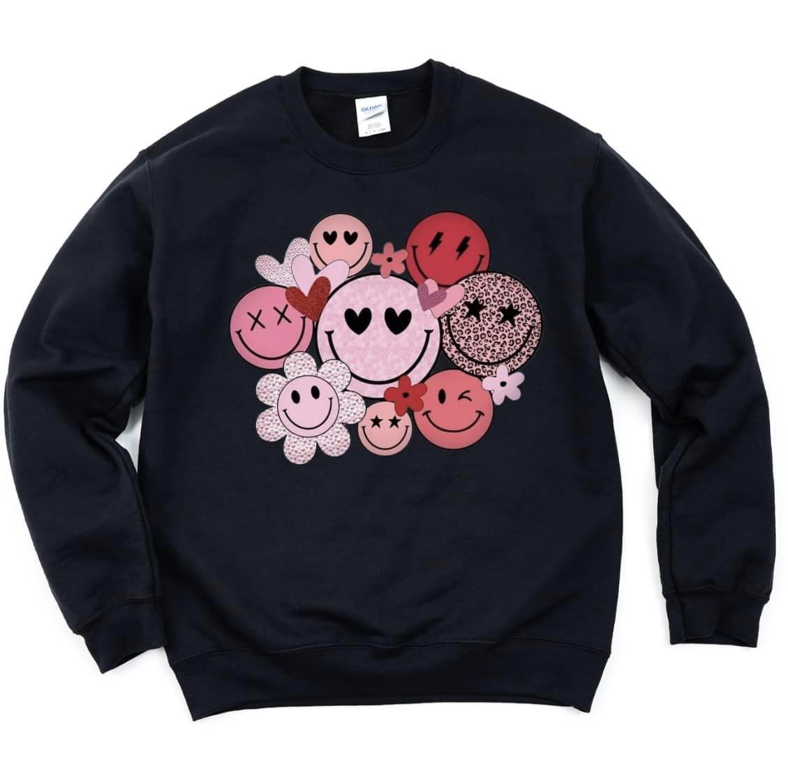 Smiley Face Hearts Pullover