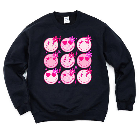 Pink Smiley Face Pullover