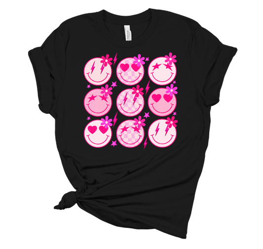 Pink Smiley Faces Youth Shirt