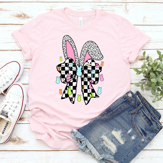 Checkered Bow with Bunny Ears Shirt
